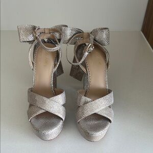 Nicola Bathie x Antonio Melani Silver Platform Heels